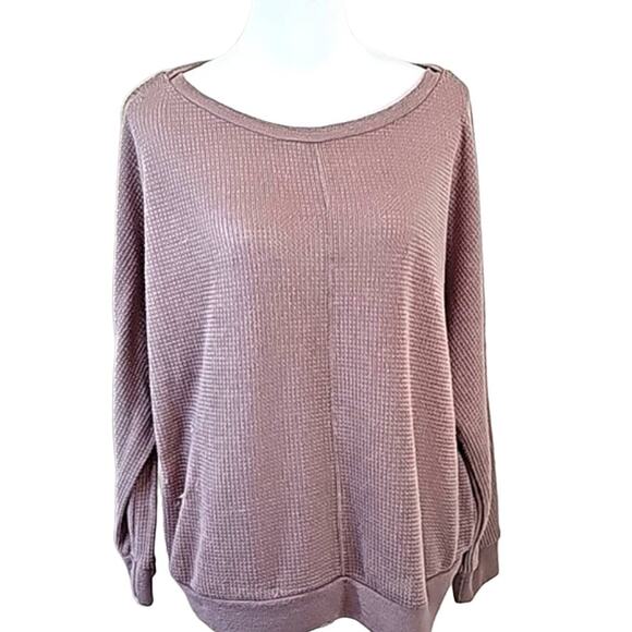 Chenault Women Plus Sz 2X Purple Dolman Sleeves Waffle Knit Pull over Top - Picture 1 of 12